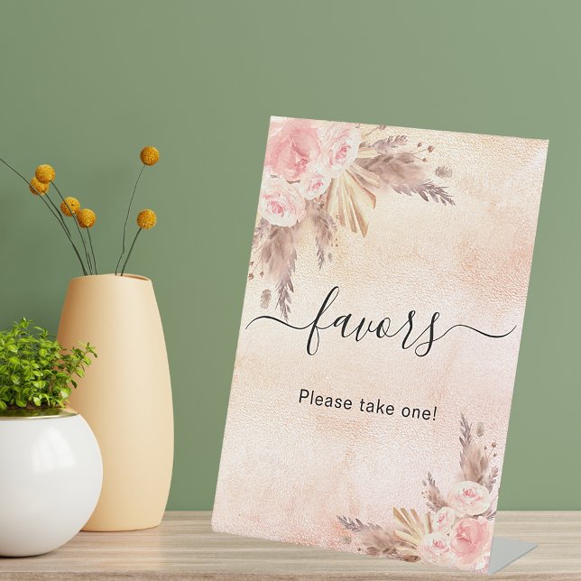Pampas grass blush rose floral favours sign (Creator Uploaded)
