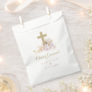 Pampas Grass Bohemian Baptism Personalised  Favour Bag