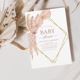 Pampas Grass Bohemian Boho  Baby Shower Invitation