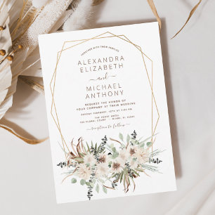 Pampas Grass Bohemian Boho Eucalyptus Wedding Invitation