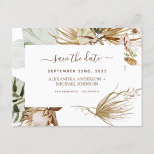 Pampas Grass Bohemian Boho Save the Date Invitatio Postcard