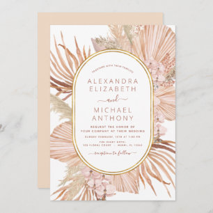 Pampas Grass Bohemian Boho Tropical Wedding Invitation