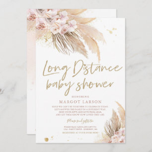 Pampas Grass Bohemian Long Distance Baby Shower Invitation