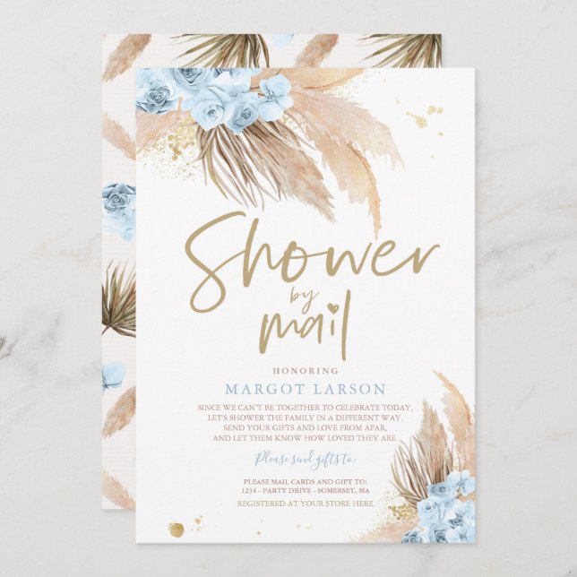Pampas Grass Bohemian Shower By Mail Baby Shower Invitation (Front/Back)