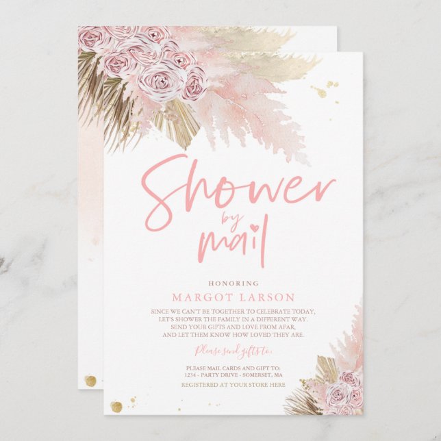 Pampas Grass Bohemian Shower By Mail Baby Shower Invitation (Front/Back)