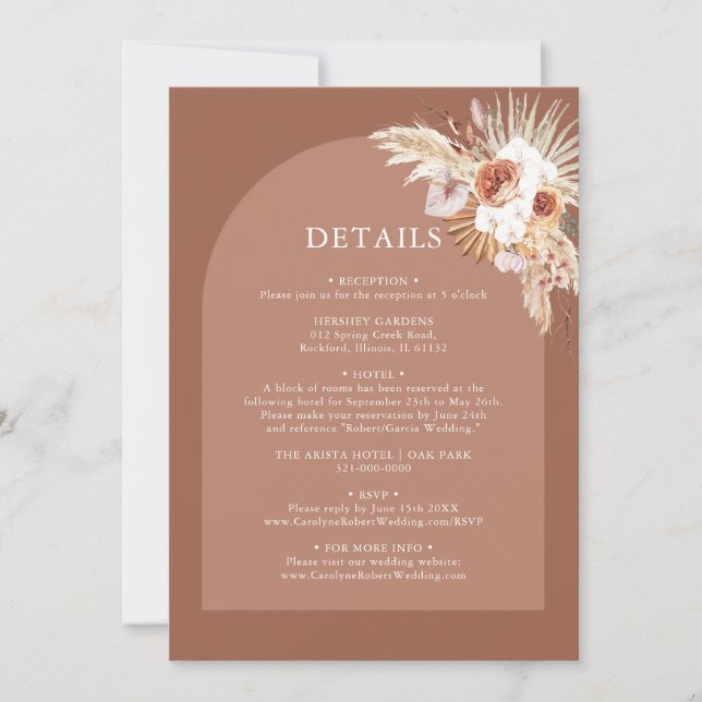 Pampas Grass Bohemian Terracotta Details Invitatio Invitation (Front)