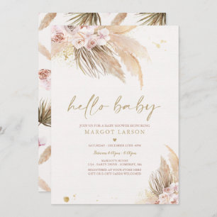 Pampas Grass Bohemian Tropical Desert Baby Shower Invitation