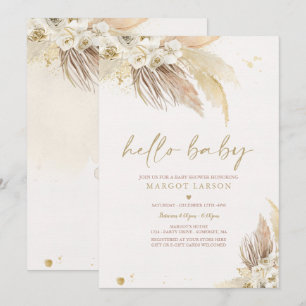 Pampas Grass Bohemian Tropical Desert Baby Shower Invitation