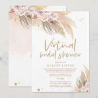 Pampas Grass Bohemian Virtual Zoom Bridal Shower