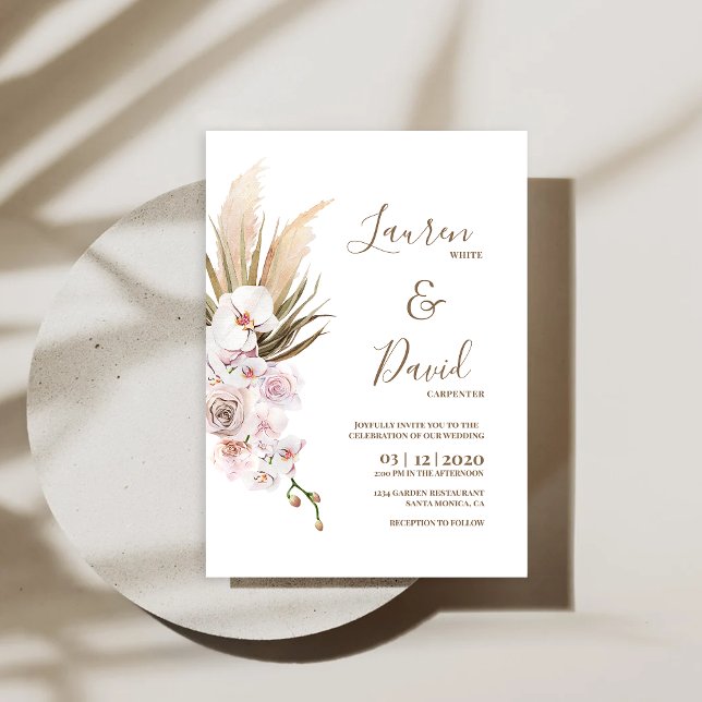 Pampas Grass Bohemian wedding Invitation (Creator Uploaded)