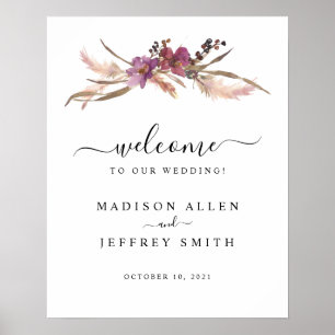 Pampas Grass Bohemian Wedding Welcome Sign