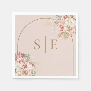 Pampas Grass Boho Arch Monogram Napkins