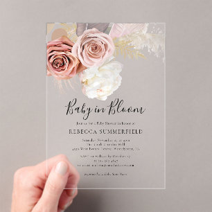Pampas Grass Boho Baby in Bloom Girl Shower Acrylic Invitations