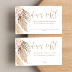 Pampas grass boho baby shower diaper raffle cards