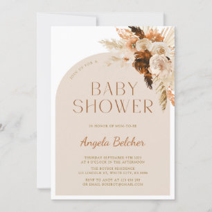 Pampas Grass Boho Baby Shower Invitation