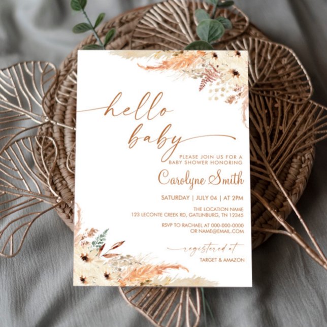 Pampas Grass Boho Baby Shower Invitation (Creator Uploaded)