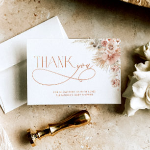 Pampas Grass Boho Baby Shower Thank You Card