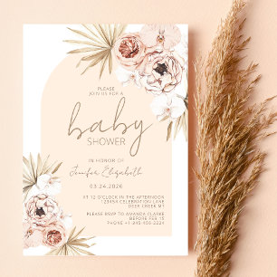 Pampas Grass Boho Bohemian Baby Shower Invitation