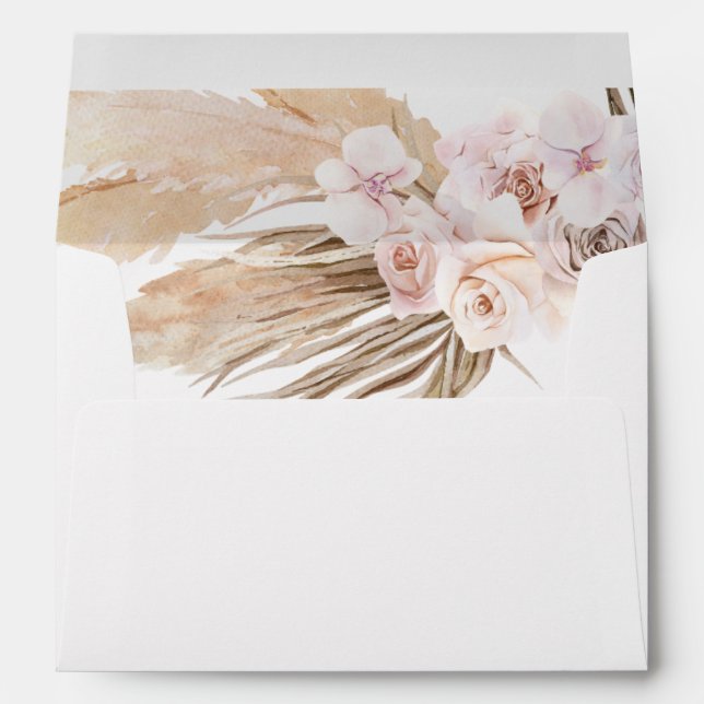 Pampas grass boho bohemian envelopes 5x7 card (Back (Bottom))