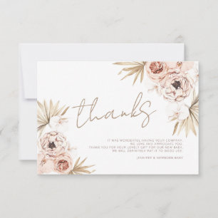 Pampas Grass Boho Bohemian Thank You Baby Shower Card