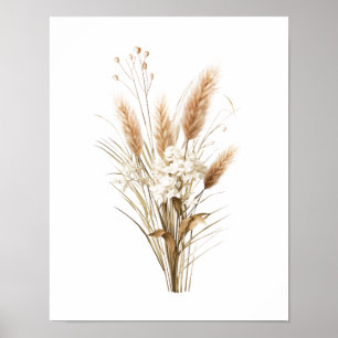 Pampas Grass Boho Botanical Neutral Decor Poster 