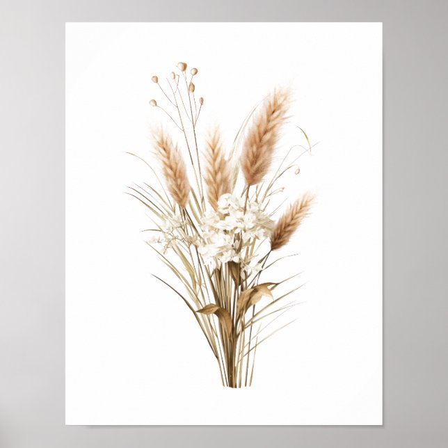 Pampas Grass Boho Botanical Neutral Decor Poster  (Front)