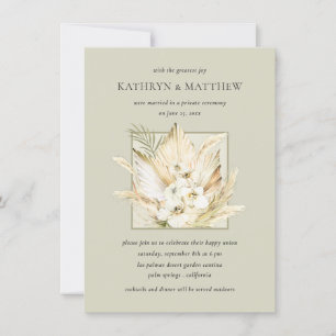 Pampas Grass Boho Bouquet Post-Wedding Reception Invitation