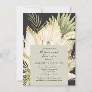 Pampas Grass Boho Bouquet Wedding Rehearsal Dinner Invitation