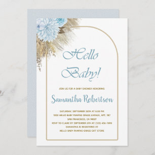 Pampas Grass Boho Boy Baby Shower Invitation