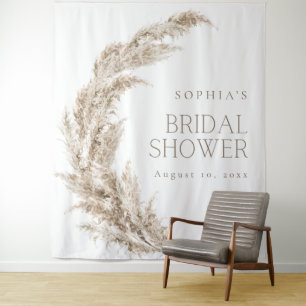Pampas Grass Boho Bridal Shower Backdrop  Tapestry