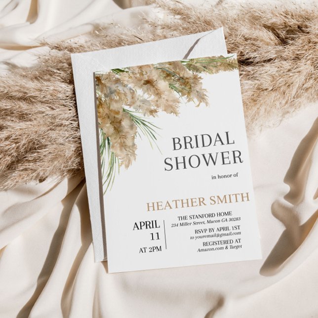 Pampas Grass Boho Bridal Shower Invitation (Creator Uploaded)