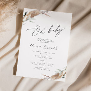 Pampas Grass Boho Chic baby shower Invitation