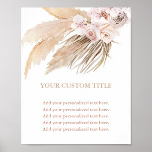 Pampas grass boho desert theme custom sign