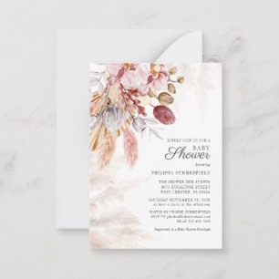 Pampas Grass Boho Dried Flowers Girl Baby Shower I Card