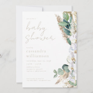 Pampas Grass Boho Floral Baby Shower Invitation