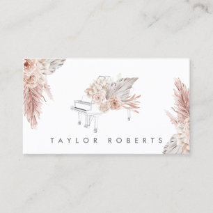 pampas grass boho flowers piano business card