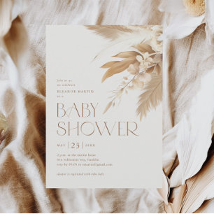 Pampas Grass Boho Gender Neutral Baby Shower Invitation