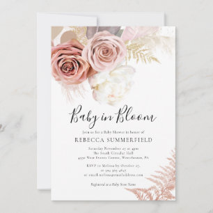 Pampas Grass Boho Girl Fall Baby Shower Invitation