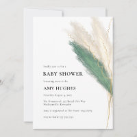 Pampas Grass Boho Green Gold Baby Shower