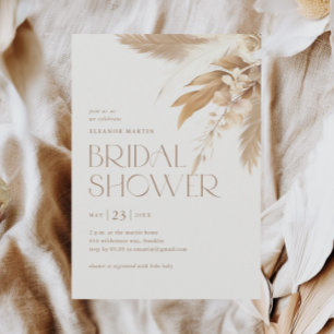 Pampas Grass Boho Neutral Bridal Shower Invitation