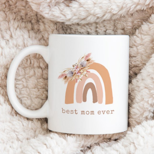 Pampas Grass Boho Rainbow Best Mum Ever Coffee Mug (Creator Uploaded)