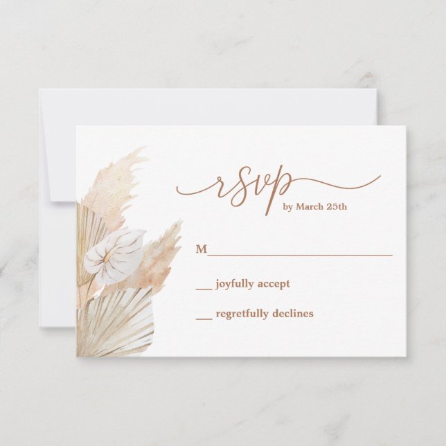 Pampas Grass Boho RSVP card (Front)