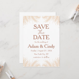 pampas grass boho save the dates invitation