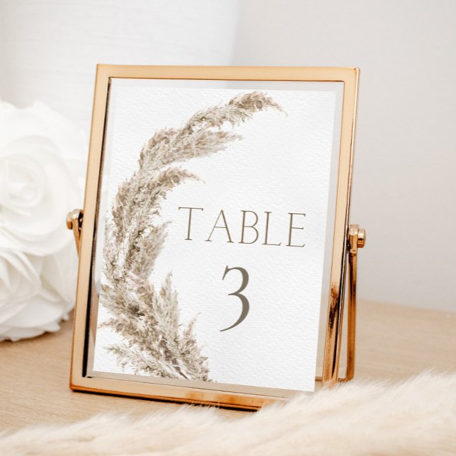 Pampas Grass Boho Table Number Poster (Creator Uploaded)
