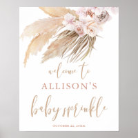 Pampas grass boho theme baby sprinkle welcome sign