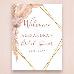 Pampas Grass Boho Tropical Bridal Shower Poster