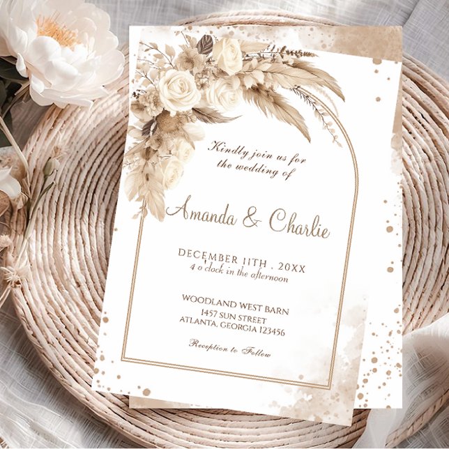 Pampas Grass Boho Wedding  Invitation (Creator Uploaded)