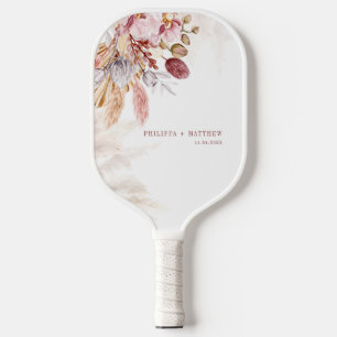 Pampas Grass Boho Wedding Party Custom Pickleball Paddle