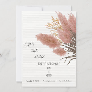 Pampas Grass Boho Wedding Save The Date Invitation