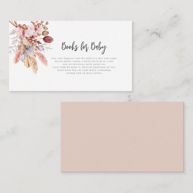 Pampas Grass Book Request Baby Shower Enclosure Card (Front/Back)